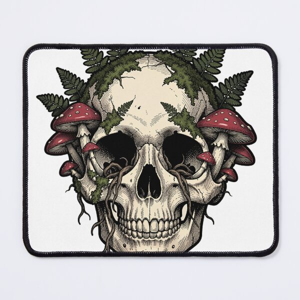 Item preview, Where the Wild Mushrooms Grow – Gothic Forest Skull designed and sold by mrshadow113.