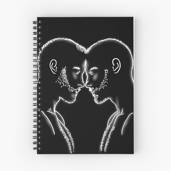 Item preview, Gay Bear Couple Kiss Minimalist Line Art "Face to Face" designed and sold by Neofly.Art.