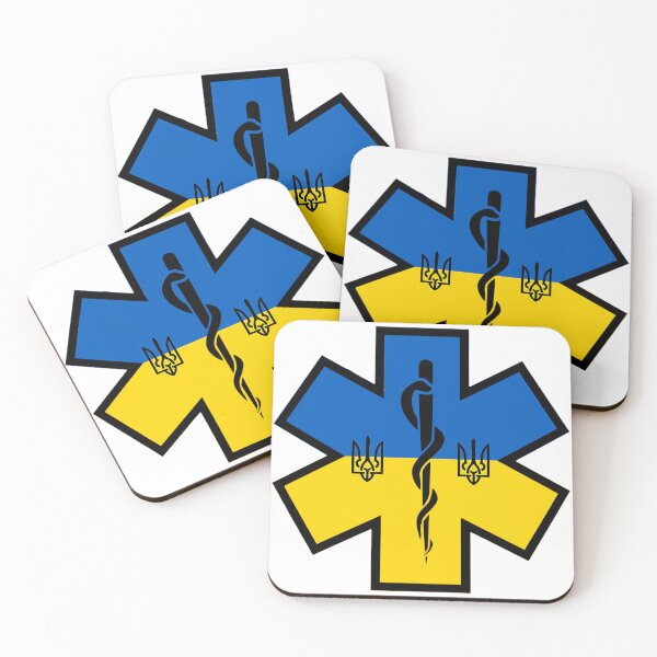 Item preview, Ukraine Ukrainian Flag with Tryzubs EMS Star of Life  designed and sold by Bee Bum Designs.