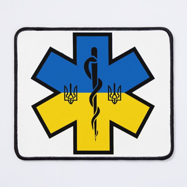 Item preview, Ukraine Ukrainian Flag with Tryzubs EMS Star of Life  designed and sold by Bee Bum Designs.