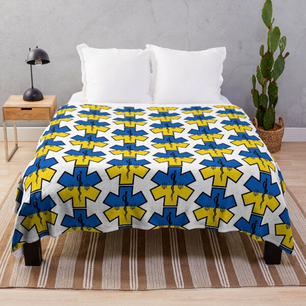 Item preview, Ukraine Ukrainian Flag with Tryzubs EMS Star of Life designed and sold by FireEMSDesigns.