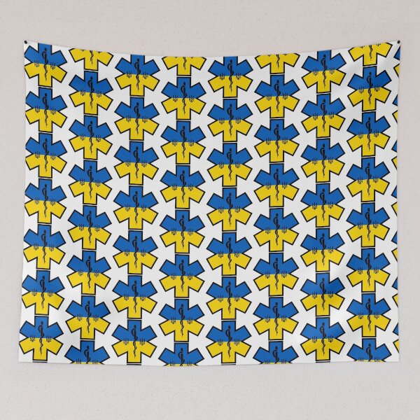 Item preview, Ukraine Ukrainian Flag with Tryzubs EMS Star of Life  designed and sold by FireEMSDesigns.