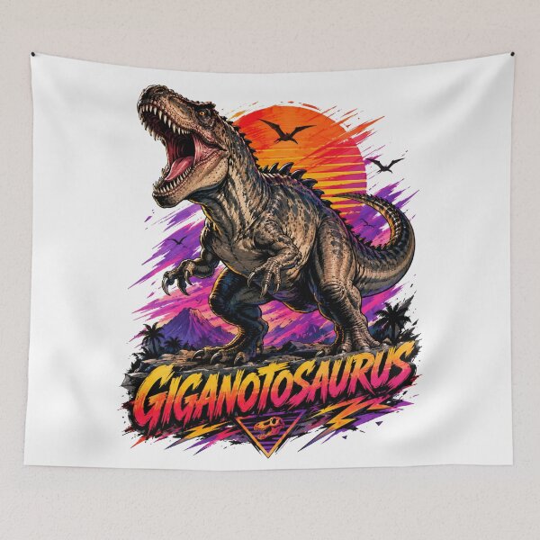 Item preview, Giganotosaurus Retro Synthwave prehistoric predator  designed and sold by JonelleTshirts.