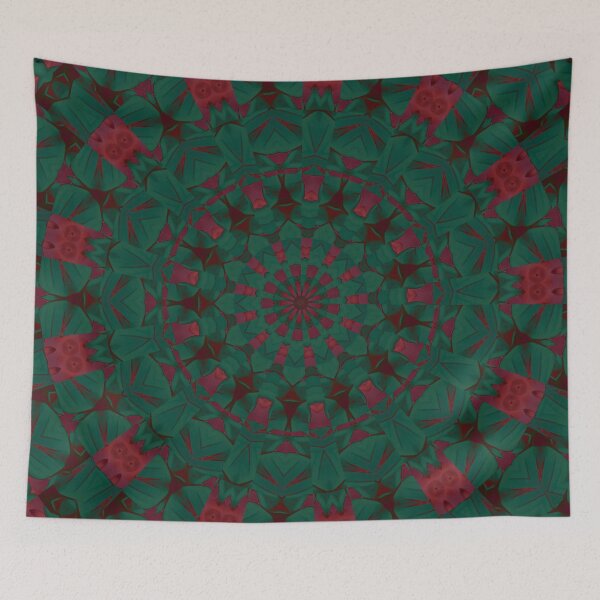 Item preview, Green Red Kaleidoscope Geometric Mandala designed and sold by IntelliMindDesigns.