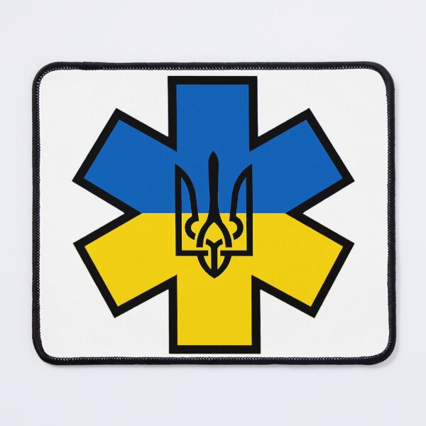 Item preview, Ukraine Ukrainian Flag with Tryzub EMS Star of Life  designed and sold by FireEMSDesigns.