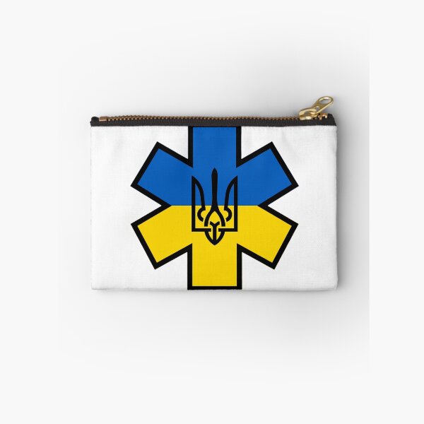 Item preview, Ukraine Ukrainian Flag with Tryzub EMS Star of Life  designed and sold by FireEMSDesigns.