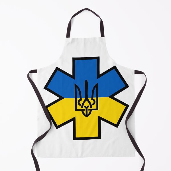 Item preview, Ukraine Ukrainian Flag with Tryzub EMS Star of Life designed and sold by FireEMSDesigns.