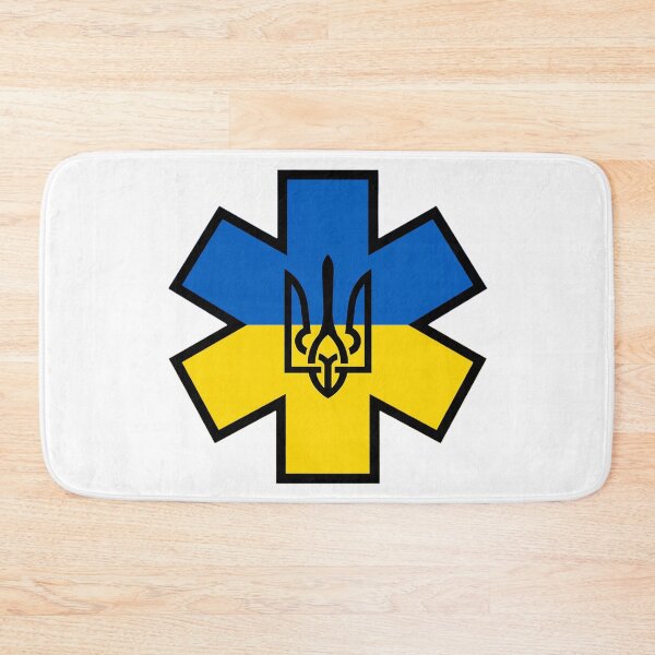Item preview, Ukraine Ukrainian Flag with Tryzub EMS Star of Life  designed and sold by FireEMSDesigns.