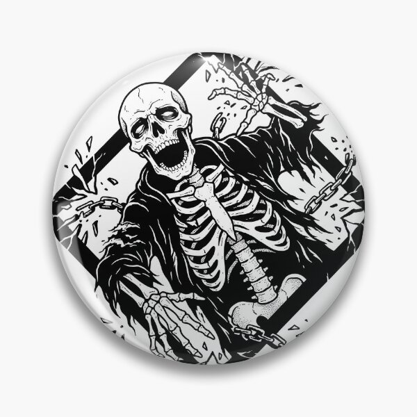 Item preview, Skeleton Breaking Chains Shattering Diamond Frame Linocut Dark Art designed and sold by MisteryDesigner.