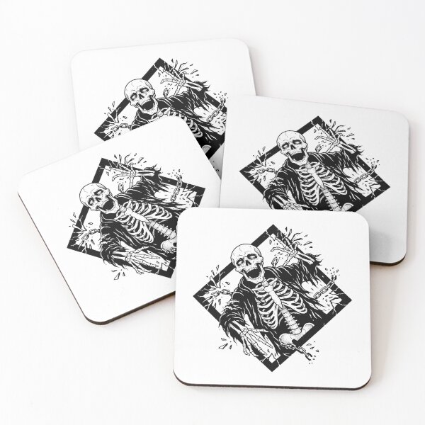 Item preview, Skeleton Breaking Chains Shattering Diamond Frame Linocut Dark Art designed and sold by MisteryDesigner.