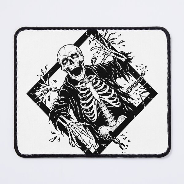 Item preview, Skeleton Breaking Chains Shattering Diamond Frame Linocut Dark Art designed and sold by MisteryDesigner.