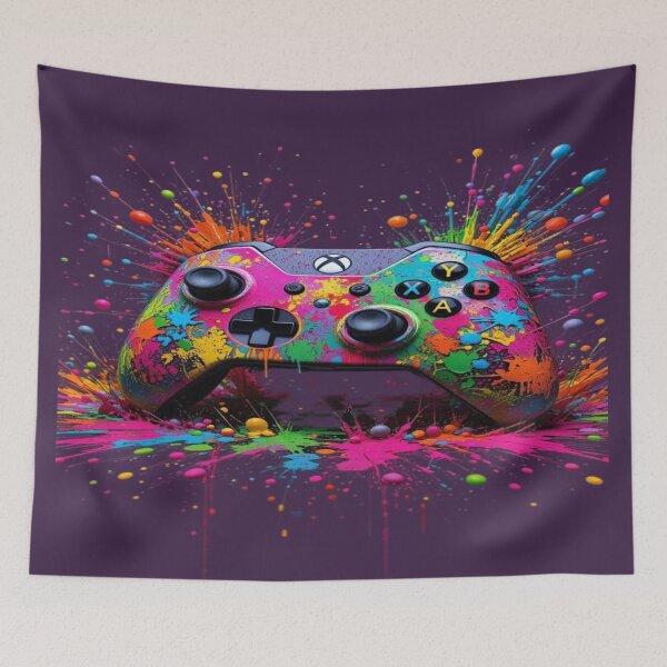 Item preview, The Creative Explosion of Gaming, Rainbow Xbox Game Controller - Gaming Art with Multicolored Paint Splashes designed and sold by RAYBIL.