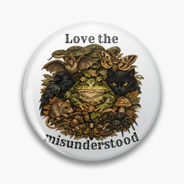 Item preview, Love The Misunderstood - Gothic Frog Bat Crow Snake Cat designed and sold by Neurospicy Trolls.