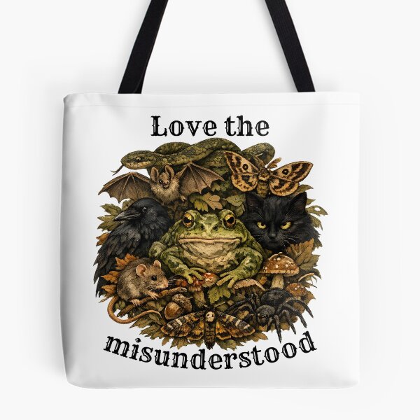 Item preview, Love The Misunderstood - Gothic Frog Bat Crow Snake Cat designed and sold by Neurospicy Trolls.