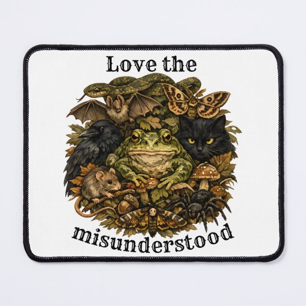 Item preview, Love The Misunderstood - Gothic Frog Bat Crow Snake Cat designed and sold by Neurospicy Trolls.