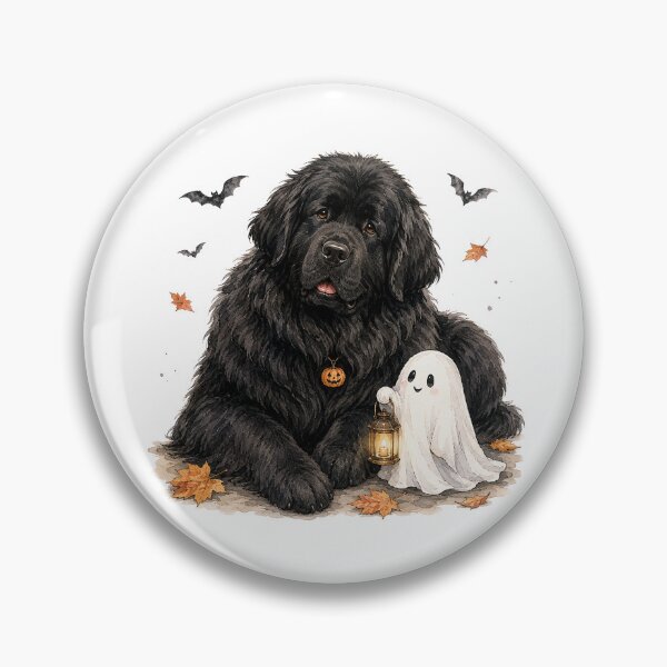 Item preview, Newfoundland and a Tiny Friendly Ghost | Halloween Dog designed and sold by PAPIRO SIGLO XXI.