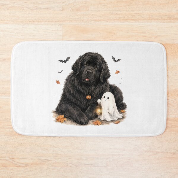 Item preview, Newfoundland and a Tiny Friendly Ghost | Halloween Dog designed and sold by PAPIRO SIGLO XXI.