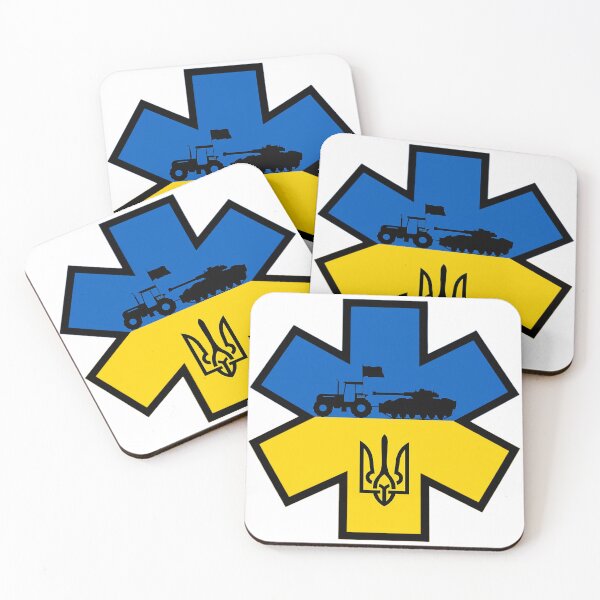 Item preview, Ukraine Ukrainian Farmer Stealing Russian Tank with Tryzub EMS Star of Life  designed and sold by FireEMSDesigns.