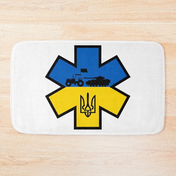 Item preview, Ukraine Ukrainian Farmer Stealing Russian Tank with Tryzub EMS Star of Life  designed and sold by FireEMSDesigns.