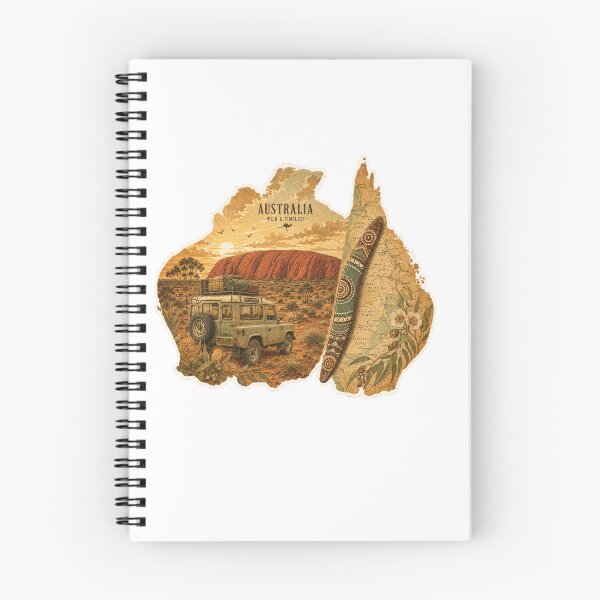 Item preview, Vintage Australian Outback Map with Uluru Adventure designed and sold by RiderSpoon.