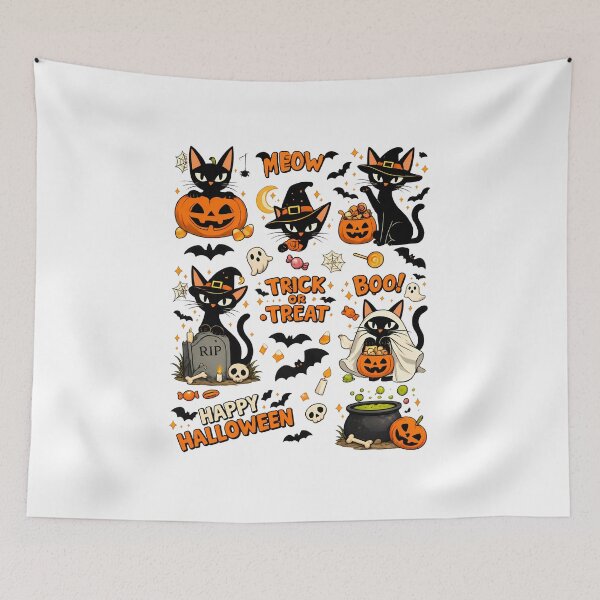 Item preview, Halloween Black Cat Sticker Pack – Spooky Witch Cat Trick or Treat Boo Gift designed and sold by Artycom.