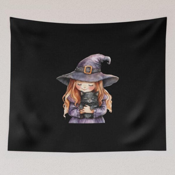 Item preview, Young Witch with Black Cat designed and sold by ilkansiturikman.