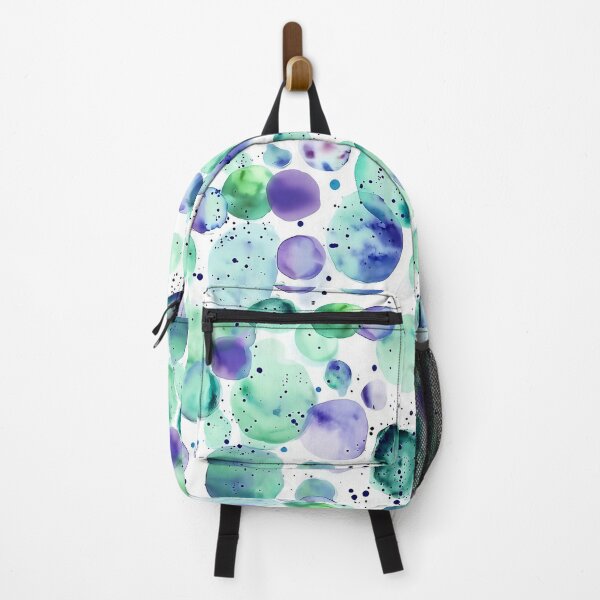 Item preview, Ocean Teal and Purple Watercolor Bubbles Abstract Pattern designed and sold by Nine Lives Studio.
