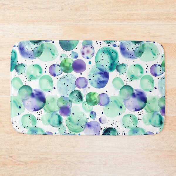 Item preview, Ocean Teal and Purple Watercolor Bubbles Abstract Pattern designed and sold by Yoruhara.
