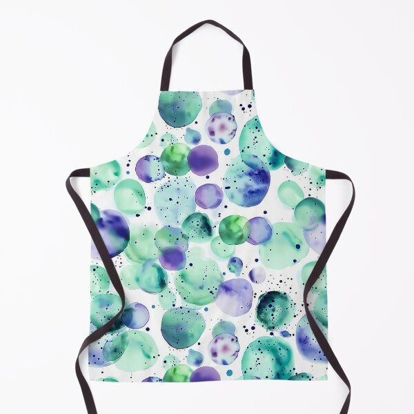Item preview, Ocean Teal and Purple Watercolor Bubbles Abstract Pattern designed and sold by Nine Lives Studio.