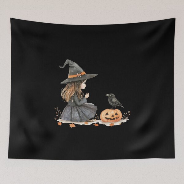 Item preview, Little Witch and Crow on Pumpkin designed and sold by ilkansiturikman.