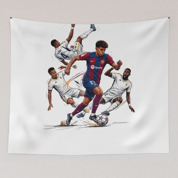 Item preview, Lamine Yamal Dribbling Real Madrid Players Illustration Art designed and sold by annaarthk.