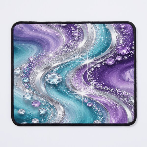 Item preview, Lavender Turquoise Silver Crystal Glitter Waves designed and sold by Lily Lola.