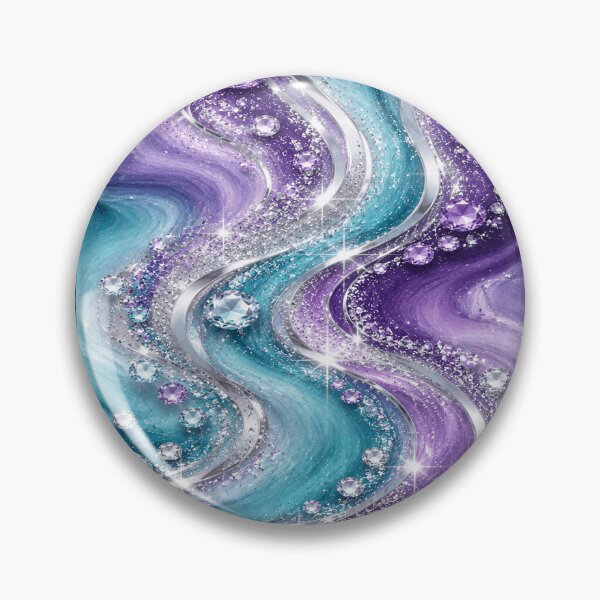 Item preview, Lavender Turquoise Silver Crystal Glitter Waves designed and sold by Lily Lola.