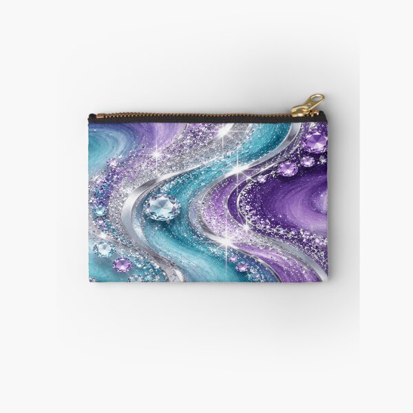 Item preview, Lavender Turquoise Silver Crystal Glitter Waves designed and sold by Lily Lola.