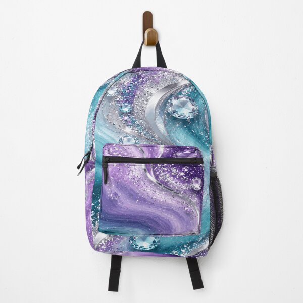Item preview, Lavender Turquoise Silver Crystal Glitter Waves designed and sold by Lily Lola.