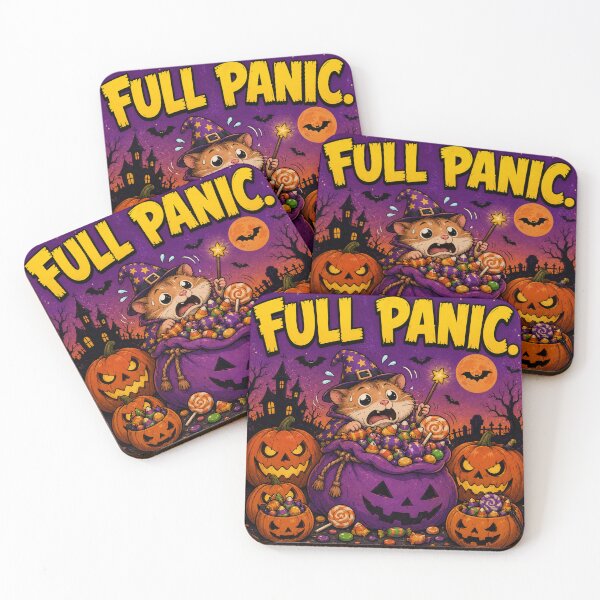 Item preview, Cute Halloween Hamster Panic – "Full Panic" Funny Spooky Illustration with Candy and Pumpkins designed and sold by shopevermint.