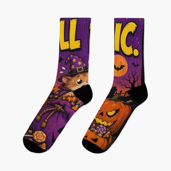 Item preview, Cute Halloween Hamster Panic – "Full Panic" Funny Spooky Illustration with Candy and Pumpkins designed and sold by shopevermint.