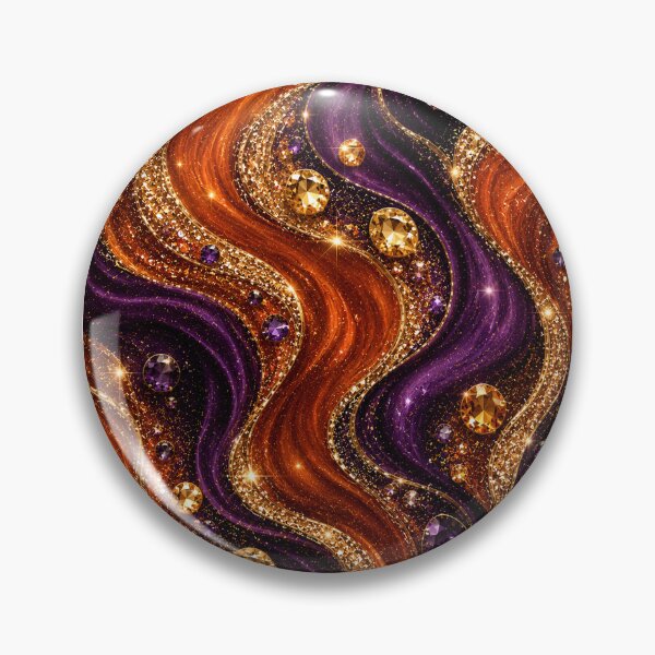 Item preview, Burnt Orange & Deep Purple Glitter Waves – Luxury Gold Gemstone Abstract designed and sold by Lily Lola.