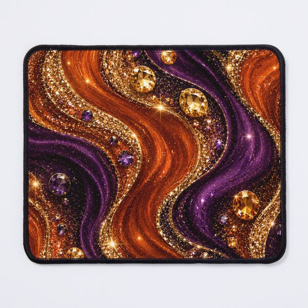 Item preview, Burnt Orange & Deep Purple Glitter Waves – Luxury Gold Gemstone Abstract designed and sold by Lily Lola.