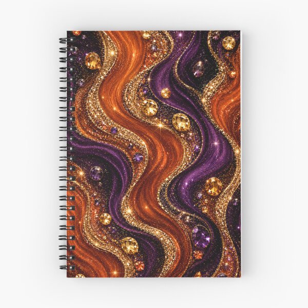 Item preview, Burnt Orange & Deep Purple Glitter Waves – Luxury Gold Gemstone Abstract designed and sold by Lily Lola.
