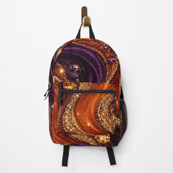 Item preview, Burnt Orange & Deep Purple Glitter Waves – Luxury Gold Gemstone Abstract designed and sold by Lily Lola.