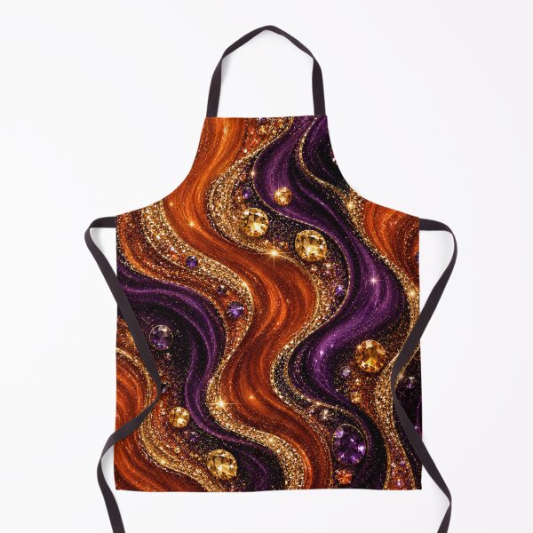 Item preview, Burnt Orange & Deep Purple Glitter Waves – Luxury Gold Gemstone Abstract designed and sold by Lily Lola.