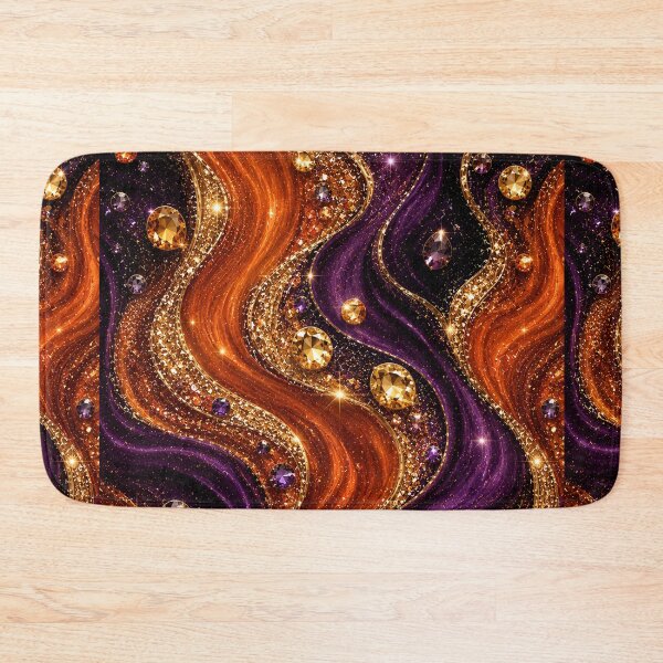Item preview, Burnt Orange & Deep Purple Glitter Waves – Luxury Gold Gemstone Abstract designed and sold by Lily Lola.