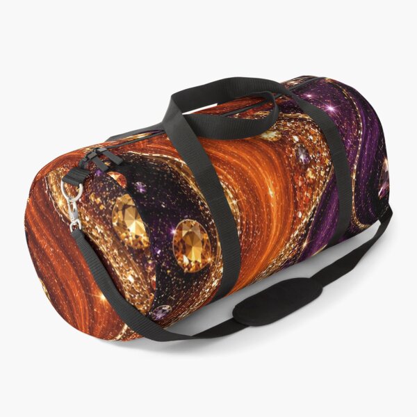 Item preview, Burnt Orange & Deep Purple Glitter Waves – Luxury Gold Gemstone Abstract designed and sold by Lily Lola.