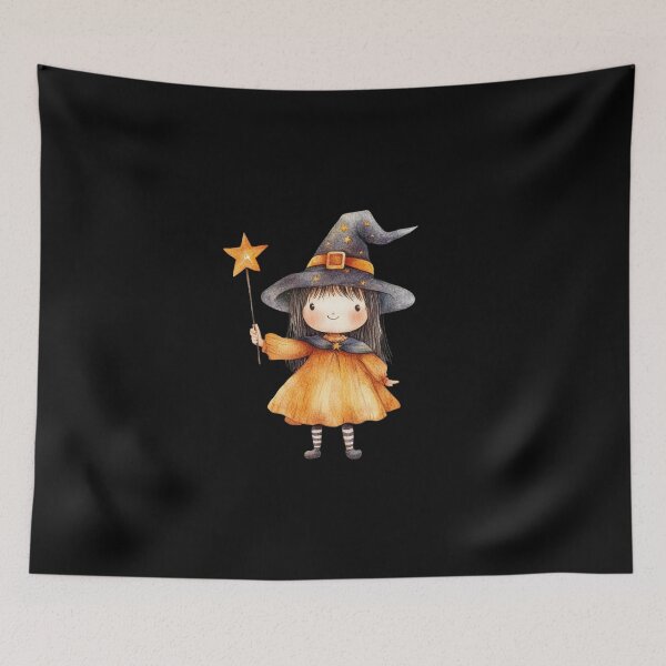 Item preview, Cute Little Witch with Wand designed and sold by ilkansiturikman.