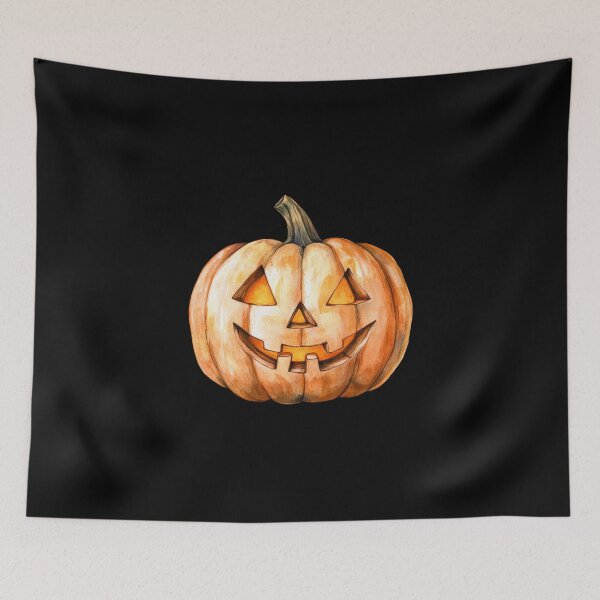 Item preview, Smiling Jack-o'-Lantern on Black Background designed and sold by ilkansiturikman.