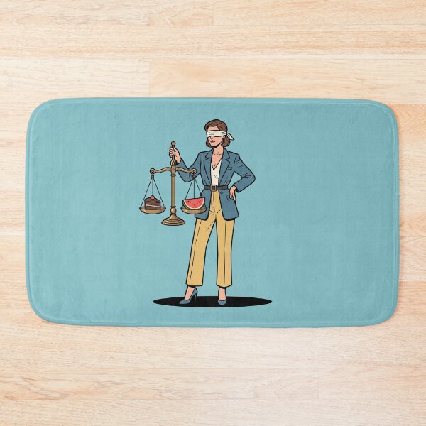 Item preview, Lady Justice Blindfolded Woman Balancing Cake and Watermelon Scales designed and sold by Rare By Hero.