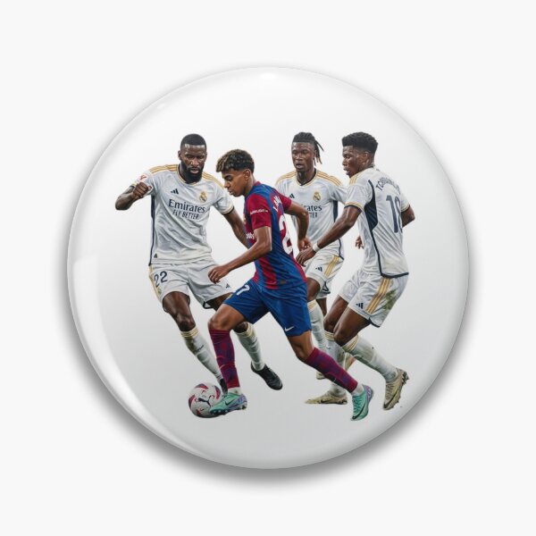 Item preview, Lamine Yamal Dribbling Against Real Madrid Defense - El Clasico Football Poster designed and sold by annaarthk.
