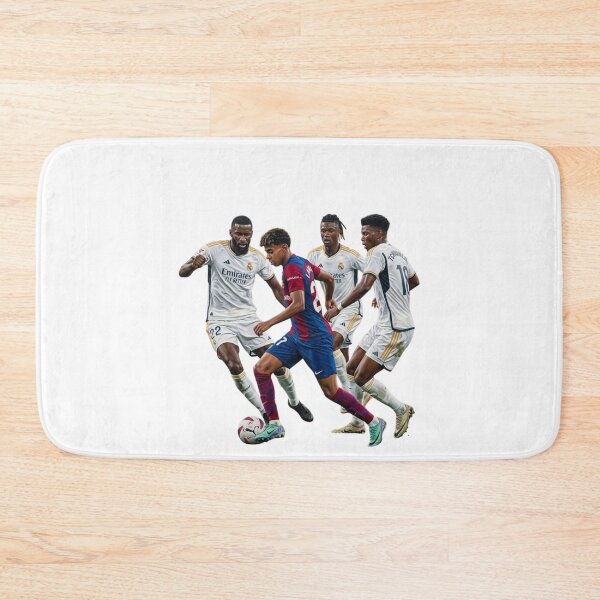 Item preview, Lamine Yamal Dribbling Against Real Madrid Defense - El Clasico Football Poster designed and sold by annaarthk.