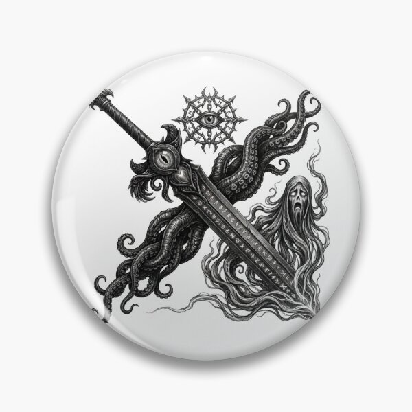 Item preview, Monochrome Hexblade Warlock Sword - Black and White DND Art designed and sold by Genkiess.
